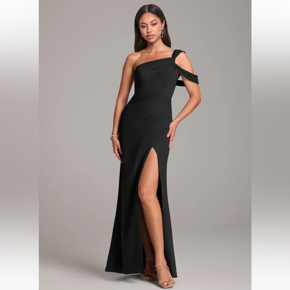 Black One-Shoulder Bridesmaid Dress Gown - Azazie